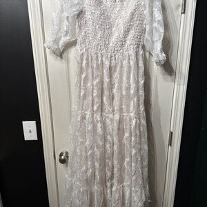 Baltic Born Paloma Smocked Feather Maxi Dress